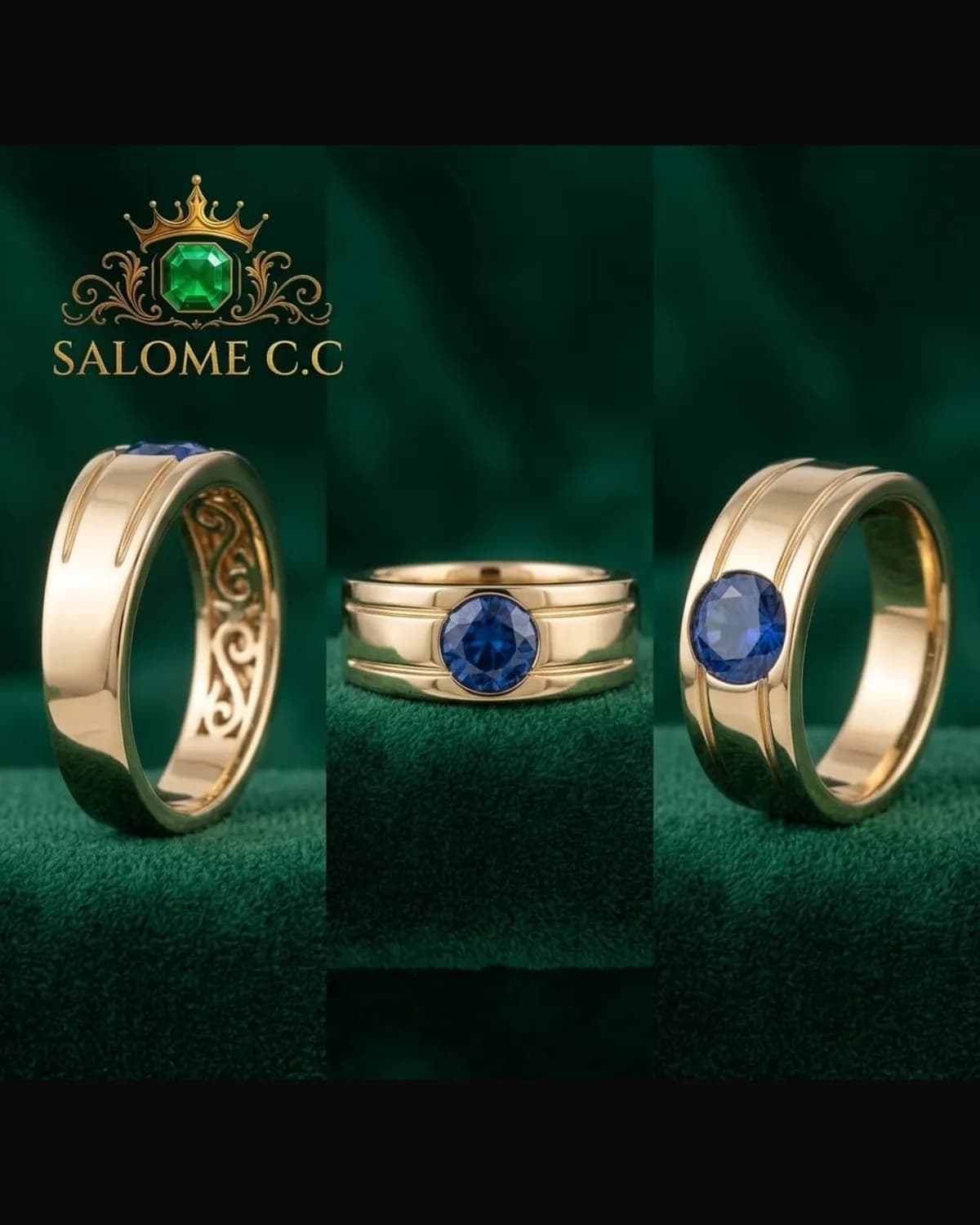 Anillo Solitario Azul Real