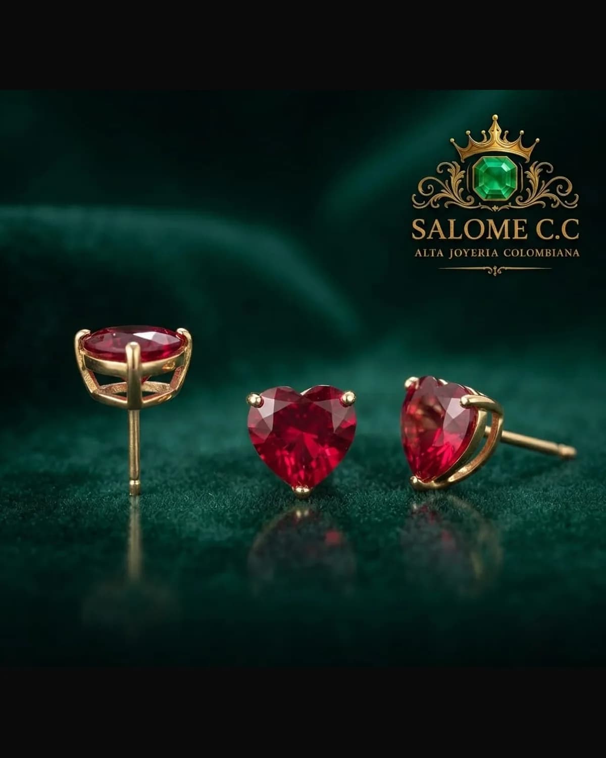 Aretes Corazón Rubí